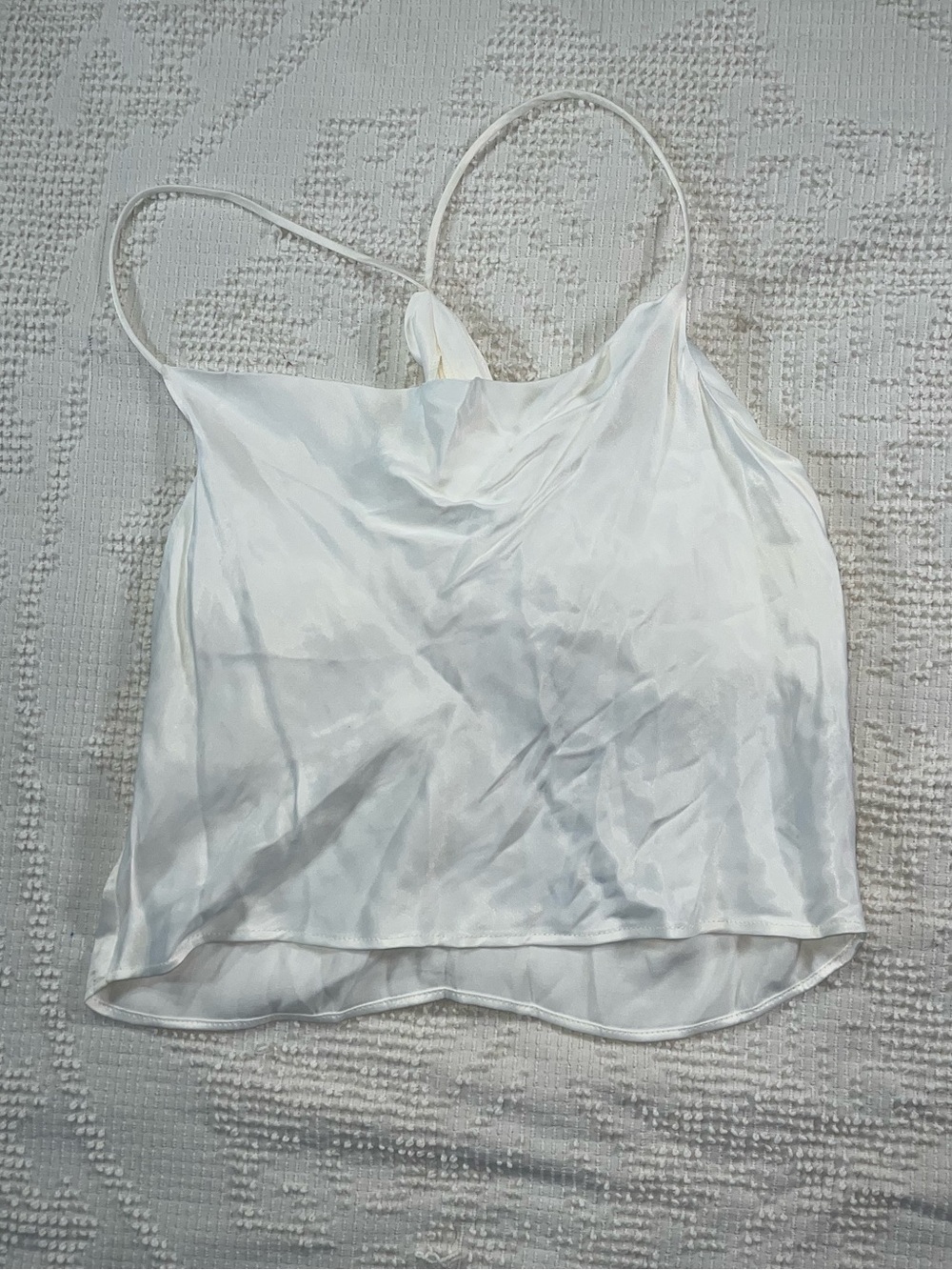 Zara White Satin Spaghetti-Strap Cami